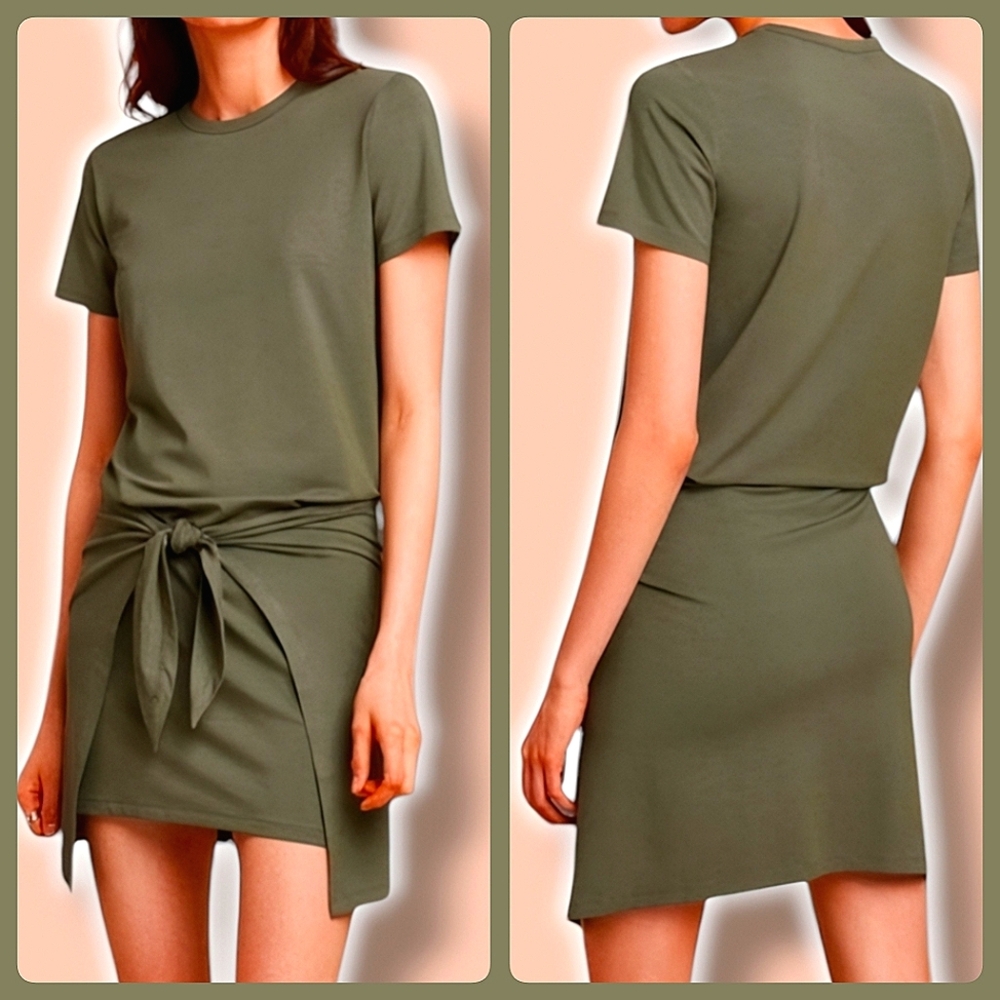 Aritzia Olive Jersey Mini Dress XS